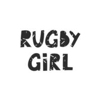 Rugby ragazza mano disegnato scritta. Rugby sport design. vettore