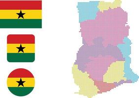 Ghana carta geografica e bandiera piatto icona simbolo vettore illustrazione