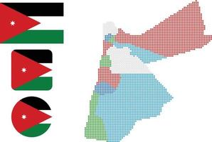 Giordania carta geografica e bandiera piatto icona simbolo vettore illustrazione