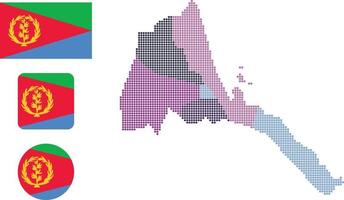 eritrea carta geografica e bandiera piatto icona simbolo vettore illustrazione