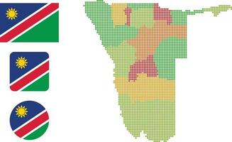 namibia carta geografica e bandiera piatto icona simbolo vettore illustrazione