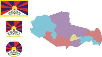 Tibet carta geografica. e bandiera. piatto icona simbolo vettore illustrazione