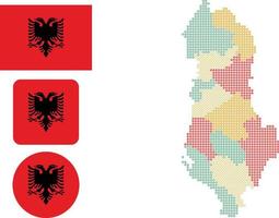 Albania carta geografica e bandiera piatto icona simbolo vettore illustrazione