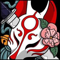 maschera giapponese kitsune, illustrazione vettoriale eps.10