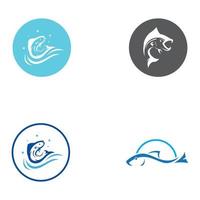 logo di pesce, amo da pesca, olio di pesce e icona del ristorante di frutti di mare. con il modello dell'illustrazione di progettazione di concetto dell'icona di vettore
