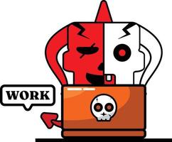 cartone animato rosso diavolo osso portafortuna personaggio Halloween cranio carino opera vettore illustrazione