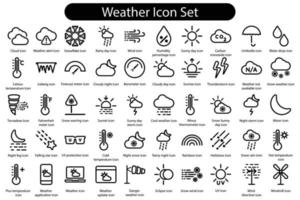 tempo metereologico linea icona impostato vettore