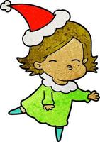 cartone animato strutturato di una donna che indossa il cappello di Babbo Natale vettore
