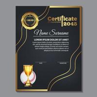 baseball certificato design con oro tazza impostato vettore. baseball. gli sport premio modello. realizzazione design. la laurea vettore