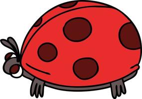 coccinella stravagante del fumetto disegnato a mano vettore