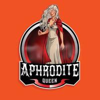 afrodite dea esport mascotte logo design, illustrazione vettore