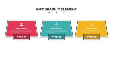 modello di progettazione infografica vettoriale con 3 opzioni o passaggi