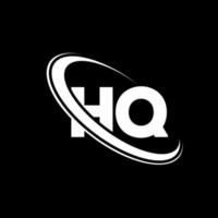 hq logo. h q design. bianca hq lettera. hq lettera logo design. iniziale lettera hq connesso cerchio maiuscolo monogramma logo. vettore