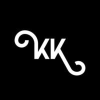 kk lettera logo design su sfondo nero. kk creative iniziali lettera logo concept. disegno della lettera kk. kk bianco lettera design su sfondo nero. kk, kk logo vettore