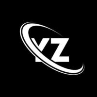 yz logo. y z design. bianca yz lettera. yz lettera logo design. iniziale lettera yz connesso cerchio maiuscolo monogramma logo. vettore