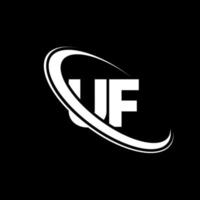 uf logo. u f design. bianca uf lettera. uf lettera logo design. iniziale lettera uf connesso cerchio maiuscolo monogramma logo. vettore