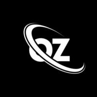 oz logo. o z design. bianca oz lettera. oz lettera logo design. iniziale lettera oz connesso cerchio maiuscolo monogramma logo. vettore