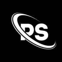 ps logo. p S design. bianca ps lettera. ps lettera logo design. iniziale lettera ps connesso cerchio maiuscolo monogramma logo. vettore