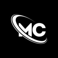 mc logo. m c design. bianca mc lettera. mc lettera logo design. iniziale lettera mc connesso cerchio maiuscolo monogramma logo. vettore