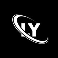 LY logo. l y design. bianca LY lettera. LY lettera logo design. iniziale lettera LY connesso cerchio maiuscolo monogramma logo. vettore