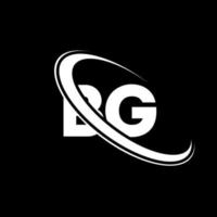 bg logo. B g design. bianca bg lettera. bg lettera logo design. iniziale lettera bg connesso cerchio maiuscolo monogramma logo. vettore