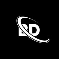 bd logo. B d design. bianca bd lettera. bd lettera logo design. iniziale lettera bd connesso cerchio maiuscolo monogramma logo. vettore