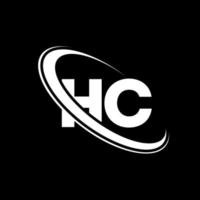 hc logo. h c design. bianca hc lettera. hc lettera logo design. iniziale lettera hc connesso cerchio maiuscolo monogramma logo. vettore