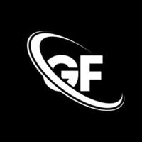 gf logo. g f design. bianca gf lettera. gf lettera logo design. iniziale lettera gf connesso cerchio maiuscolo monogramma logo. vettore