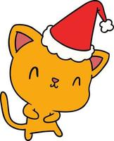 cartone animato di natale del gatto kawaii vettore