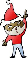 cartone animato sfumato di un uomo barbuto felice che indossa il cappello di Babbo Natale vettore