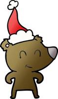 cartone animato sfumato orso femminile di un cappello da Babbo Natale da portare vettore