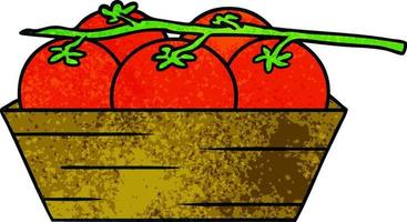 doodle del fumetto strutturato di una scatola di pomodori vettore