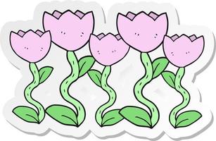 adesivo di un cartone animato fiori vettore
