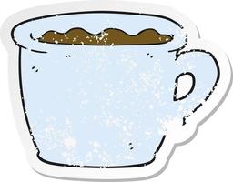 adesivo retrò in difficoltà di una vecchia tazza di caffè del fumetto vettore