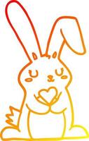 caldo gradiente disegno cartone animato coniglio innamorato vettore