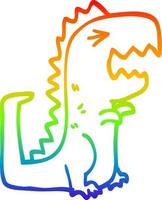 arcobaleno gradiente linea disegno cartone animato ruggente t rex vettore