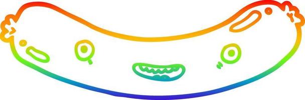 Salsiccia di cartone animato di disegno a tratteggio sfumato arcobaleno vettore