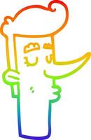 arcobaleno gradiente linea disegno cartone animato uomo arrogante vettore