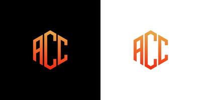 acc lettera logo design poligono monogramma icona modello vettoriale