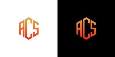 acs lettera logo design modello vettoriale icona monogramma poligono