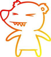 caldo gradiente di disegno cartone animato orso arrabbiato vettore