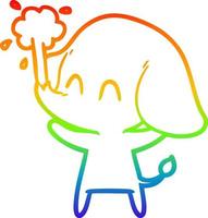 arcobaleno gradiente linea disegno simpatico cartone animato elefante che spruzza acqua vettore