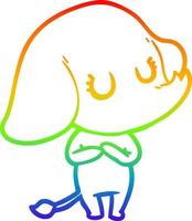 arcobaleno gradiente linea disegno simpatico cartone animato elefante vettore