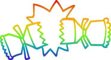 arcobaleno pendenza linea disegno cartone animato che esplode cracker vettore