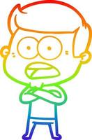arcobaleno gradiente linea disegno cartone animato uomo scioccato vettore