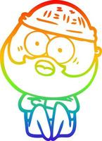 arcobaleno gradiente linea disegno cartone animato sorpreso uomo barbuto vettore