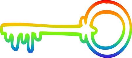 arcobaleno gradiente linea disegno cartone animato vecchia chiave vettore