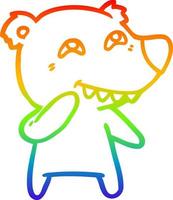 arcobaleno gradiente linea disegno cartone animato orso polare che mostra i denti vettore