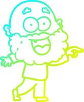 linea gradiente freddo disegno cartone animato pazzo uomo felice con la barba vettore