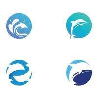 delfino logo. delfino salto su il onde di mare o spiaggia. con vettore illustrazione la modifica.